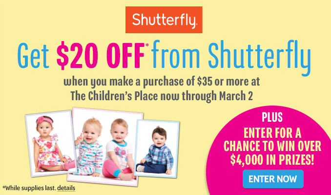 Picture It! Promotion | Get $20 off from Shutterfly when you make a purchase of $35 or more at The Children's Place now through March 2