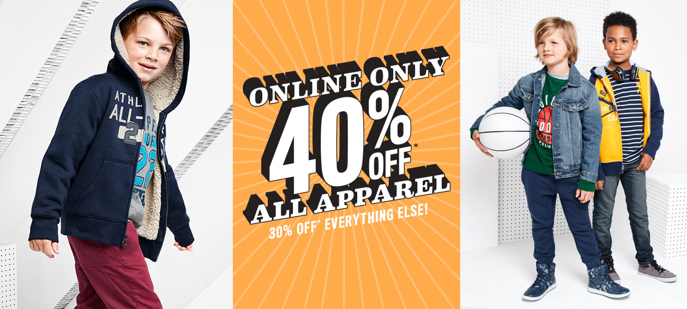 Online Only 40% Off All Apparel | 30% Off Everything Else!