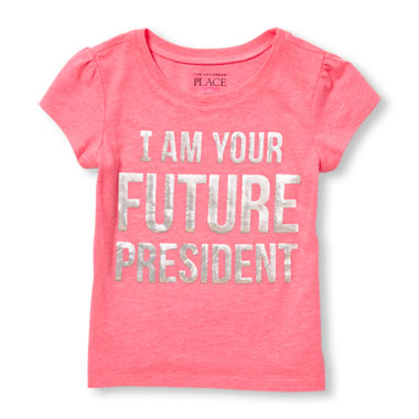 Toddler Girls Short Sleeve 'I Am Your Future President' Neon Graphic Tee