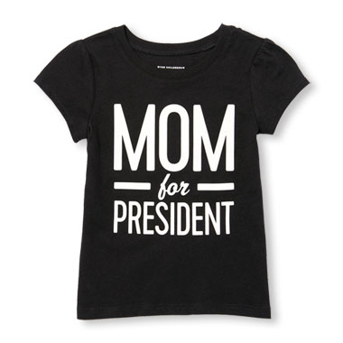 Toddler Girls Short Sleeve Glitter 'Mom For President' Graphic Tee