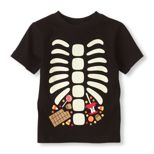 Glow-In-The-Dark Halloween Skeleton Graphic Tee