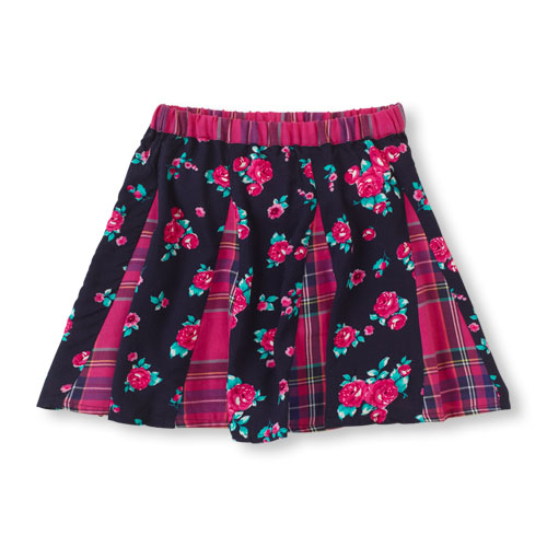 Floral Plaid Mixie Skirt