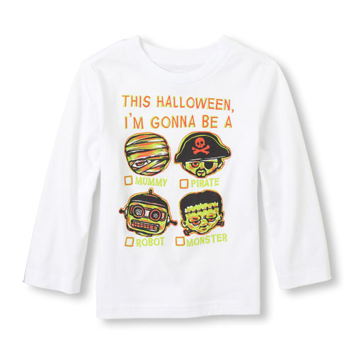 Long Sleeve 'This Halloween I'm Gonna Be: Mummy, Pirate, Robot, Monster' Graphic Tee