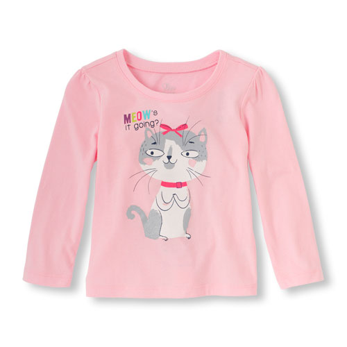 Long Sleeve 'Meow's It Going?' Cat Graphic Tee