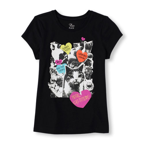 Short Sleeve 'Total Cat-Titude' Photo-Real Graphic Tee