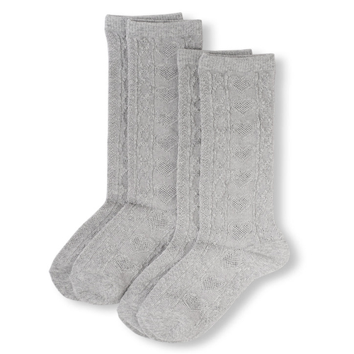 Girls Uniform Heart Knee Socks 2-Pack - Gray - The Children's Place
