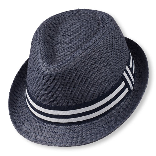 Toddler Boys Checked Trim Straw Fedora Hat The Children's Place