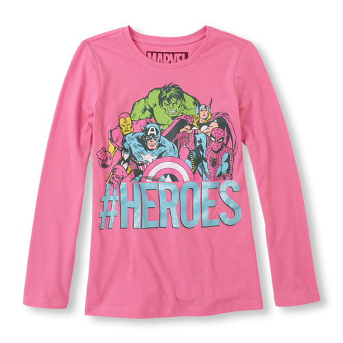 Long Sleeve Avengers #Heroes Graphic Tee