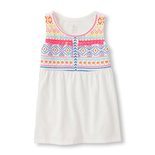Girls Sleeveless Embroidered Top