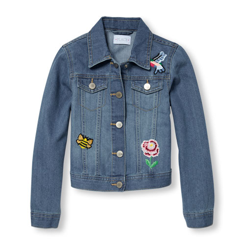 Girls Long Sleeve Embroidered Denim Jacket The Children's Place