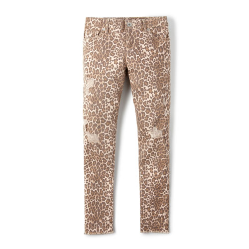 Girls Leopard Distressed Denim Jeggings - Brown - The Children's Place