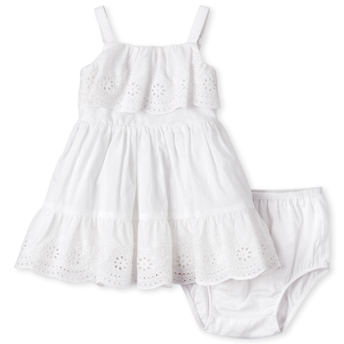 Newborn Baby Eyelet Dress And Bloomers Set - White - The Children's Place