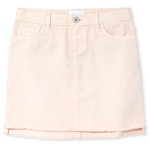 Girls Step Hem Denim Skirt - Pink - The Children's Place