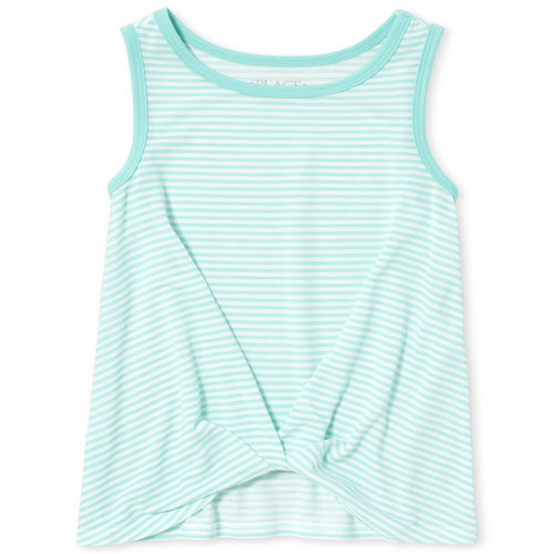 Girls Striped Twist Front Tank Top - Blue - The Children's Place