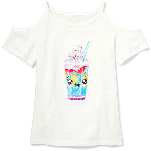 Girls Short Sleeve Flip Sequin Graphic Cold Shoulder Top - White - The Children's Place
Girls Short Sleeve Flip Sequin Graphic Cold Shoulder Top - White - The Children's Place