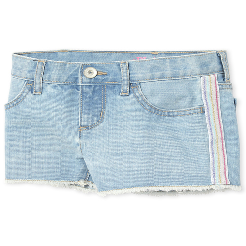 s Rainbow Side Stripe Denim Shortie Shorts - The Children's Place