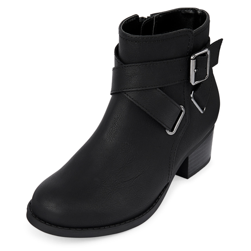 Girls Ankle Strap Booties - Black - The Children's Place