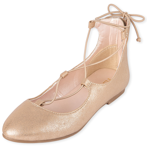 Girls Metallic Lace Up Ballet Flats - The Children's Place 
Girls Metallic Lace Up Ballet Flats - The Children's Place