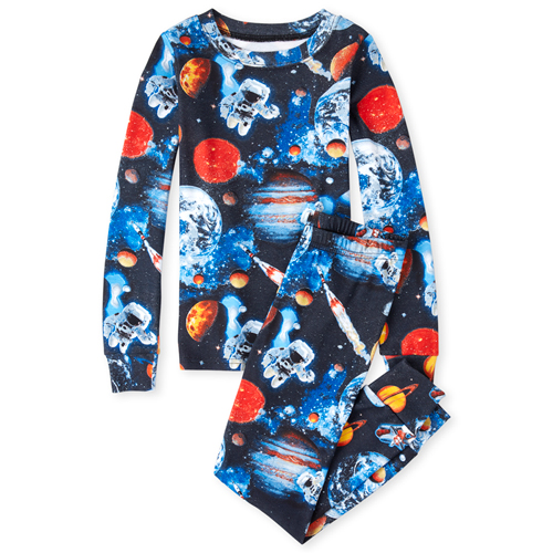 s Boys Space Snug Fit Cotton Pajamas - Black - The Children's Place