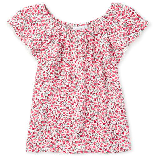 Girls Floral Ruffle Top - White - The Children's Place