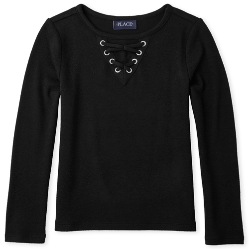 Girls Long Sleeve Lace Up Front Lighweight Sweater Top - Black - The Children's Place
Girls Long Sleeve Lace Up Front Lighweight Sweater Top - Black - The Children's Place