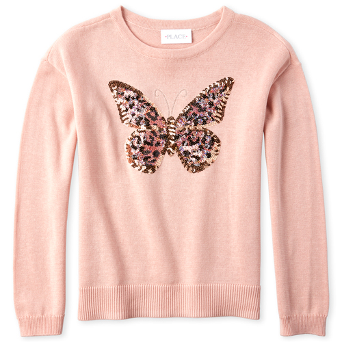 Girls Sequin Graphic Sweater - Pink - The Children's Place