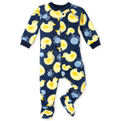 s Baby And Toddler Boys Duck Fleece One Piece Pajamas - Blue - The Children's Place