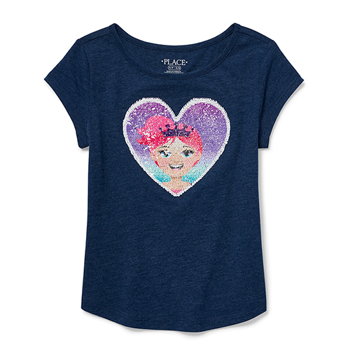 Girls Flip Sequin Curved Hem Top - Blue - The Children's Place