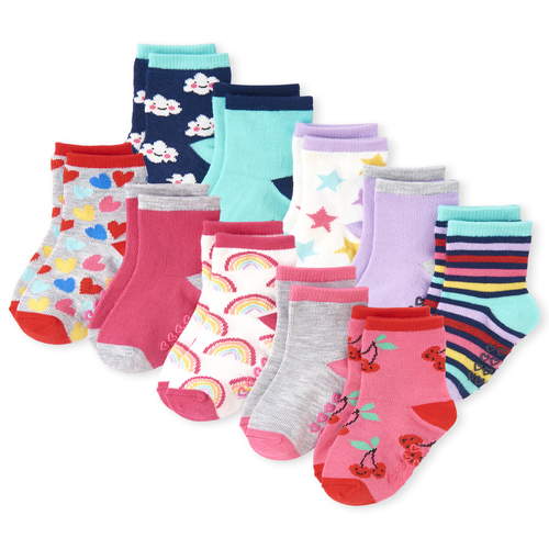 s Toddler Rainbow Midi Socks 10-Pack - Multi - The Children's Place