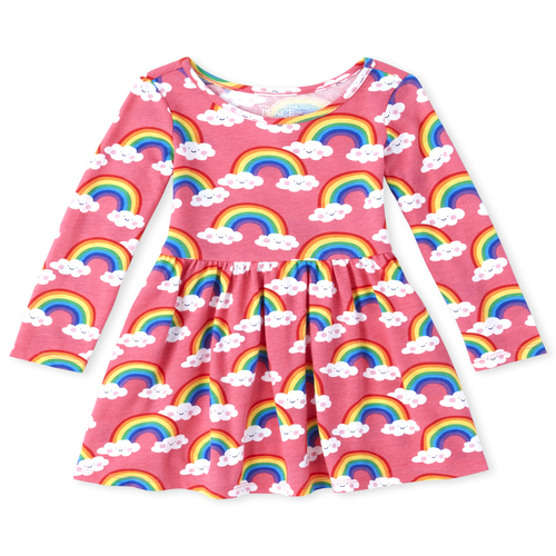 s Baby And Toddler Rainbow Skater Dress - Pink - The Children's Place