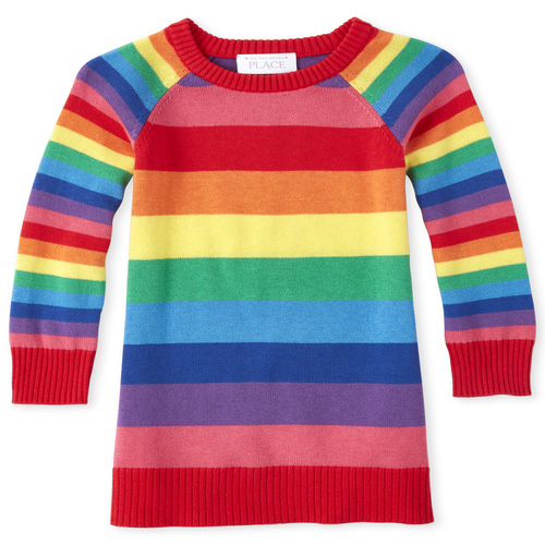 s Baby And Toddler Happy Rainbow Striped Sweater Dress - Multi - The Children's Place