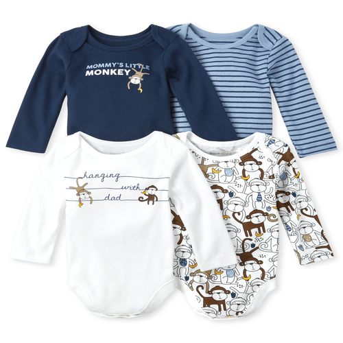 Newborn Baby Boys Long Sleeve Monkey Bodysuit 4-Pack - Blue - The Children's Place
Newborn Baby Boys Long Sleeve Monkey Bodysuit 4-Pack - Blue - The Children's Place