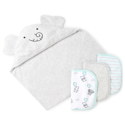 Newborn Unisex Baby Flying Elephant Bath Towel And Wash Cloth 4-Piece Set - Gray - The Children's Place
Newborn Unisex Baby Flying Elephant Bath Towel And Wash Cloth 4-Piece Set - Gray - The Children's Place