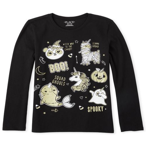 Girls Halloween Glitter Squad Emoji Graphic Tee - Black T-Shirt - The Children's Place
Girls Halloween Glitter Squad Emoji Graphic Tee - Black T-Shirt - The Children's Place