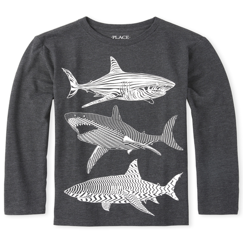 s Boys Shark Graphic Tee - Black T-Shirt - The Children's Place