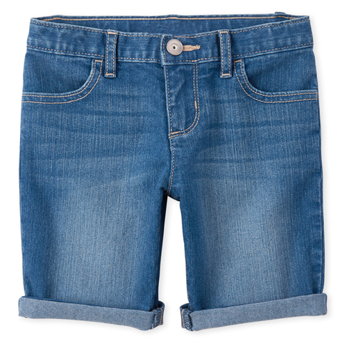 Girls Roll Cuff Denim Skimmer Shorts - The Children's Place