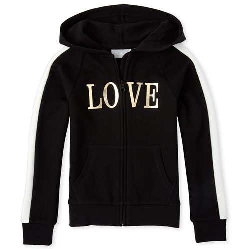 Girls Side Stripe Foil French Terry Zip Up Hoodie - Black - The Children's Place
Girls Side Stripe Foil French Terry Zip Up Hoodie - Black - The Children's Place