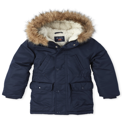 Boys Boys Sherpa Parka Jacket - Blue - The Children's Place