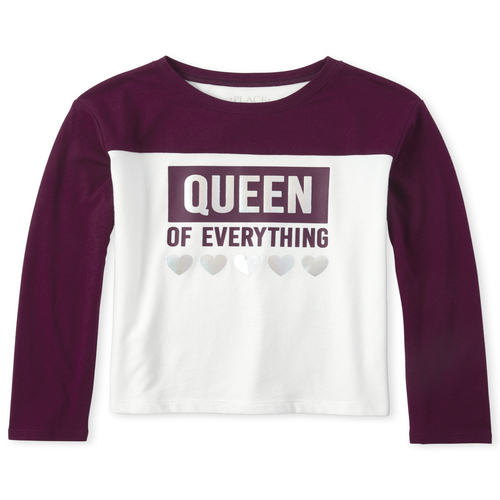 Girls Active Foil Football Top - Purple - The Children's Place