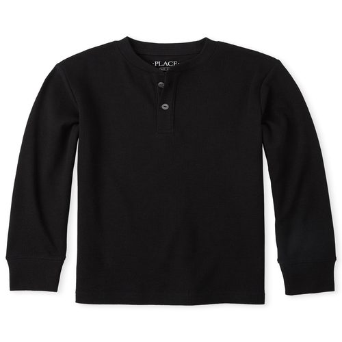 Boys Boys Thermal Henley Top - Black - The Children's Place