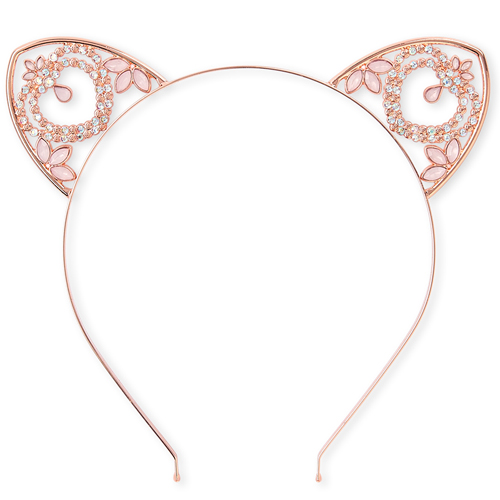 Girls Jeweled Cat Ears Metal Headband - Metallic - The Children's Place
