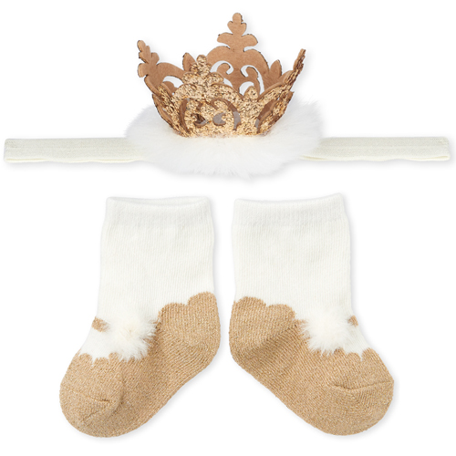 Newborn Baby Glitter Tiara Headwrap And Socks 2-Piece Set - White - The Children's Place
Newborn Baby Glitter Tiara Headwrap And Socks 2-Piece Set - White - The Children's Place