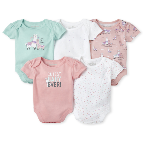 Newborn Baby Llama Bodysuit 5-Pack - Green - The Children's Place