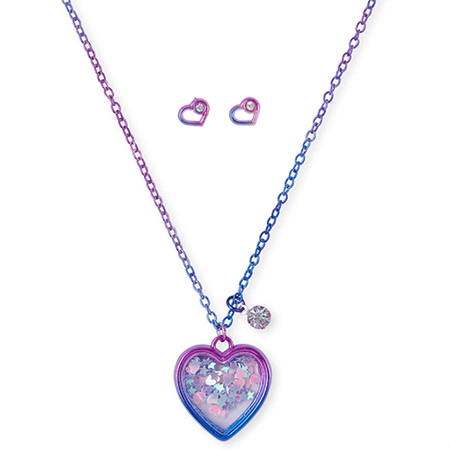 Girls Shakey Heart Necklace And Earrings Set - Multi - The Children's Place