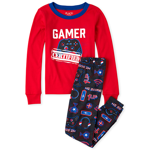 s Boys Gamer Snug Fit Cotton Pajamas - Black - The Children's Place