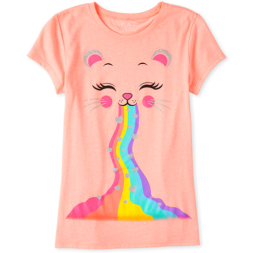 Girls Glitter Rainbow Cat Graphic Tee - Orange T-Shirt - The Children's Place
Girls Glitter Rainbow Cat Graphic Tee - Orange T-Shirt - The Children's Place