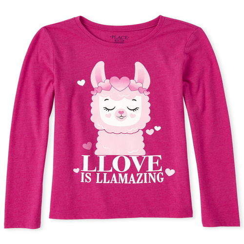 s Glitter Llama Graphic Tee - Pink T-Shirt - The Children's Place