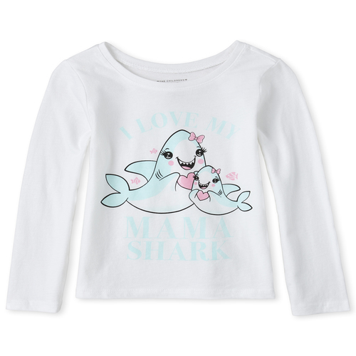 s Baby And Toddler Glitter Mama Shark Graphic Tee - White T-Shirt - The Children's Place