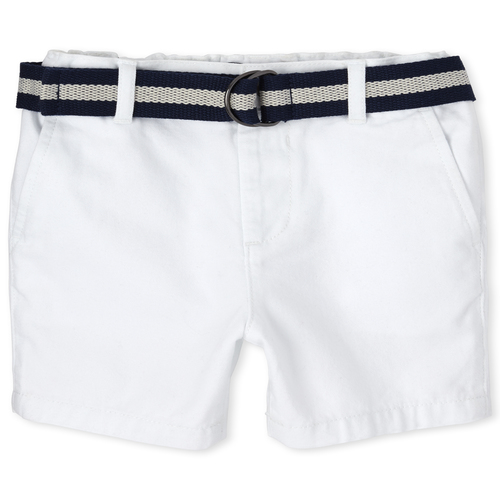 s Baby And Toddler Boys Belted Chino Shorts - White - The Children's Place
