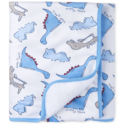 Newborn Baby Boys Dino Cozy Blanket - White - The Children's Place